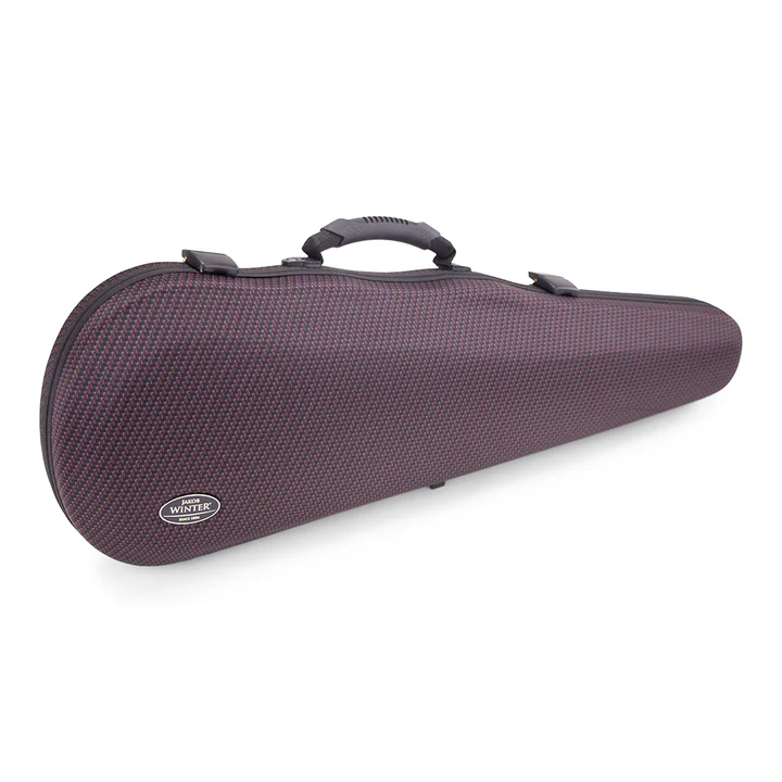 Side view of the Greenline Jakob Winter violin case in Carbon red